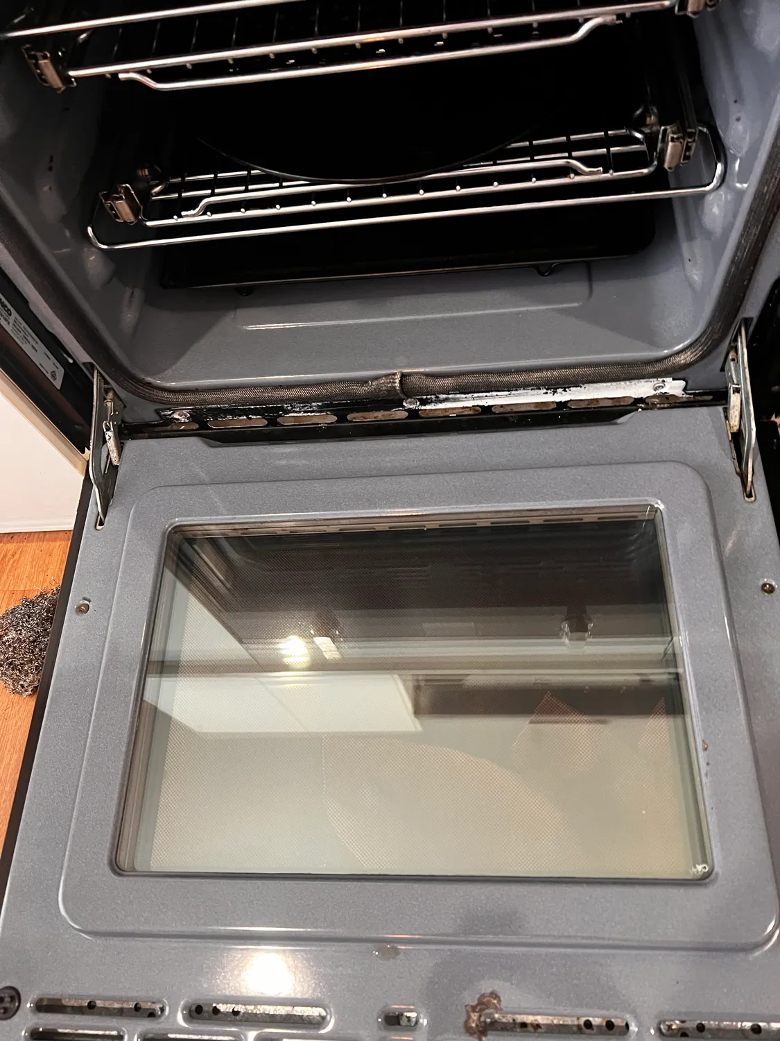 Oven interior open after cleaning