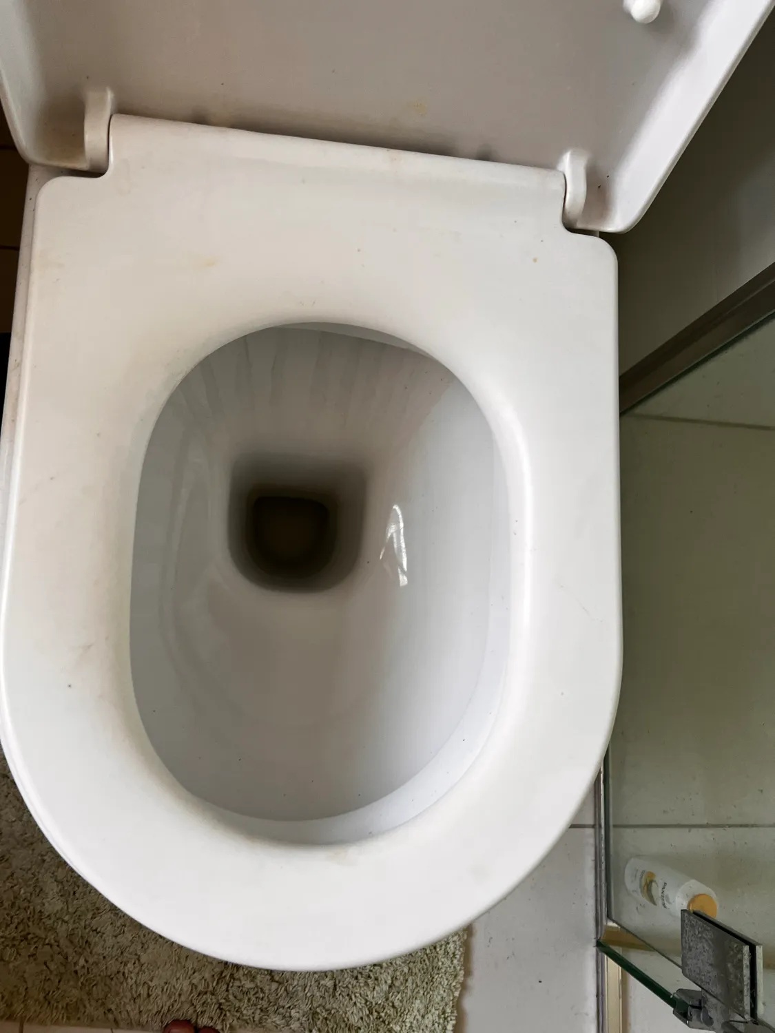 Toilet bowl with staining after cleaning