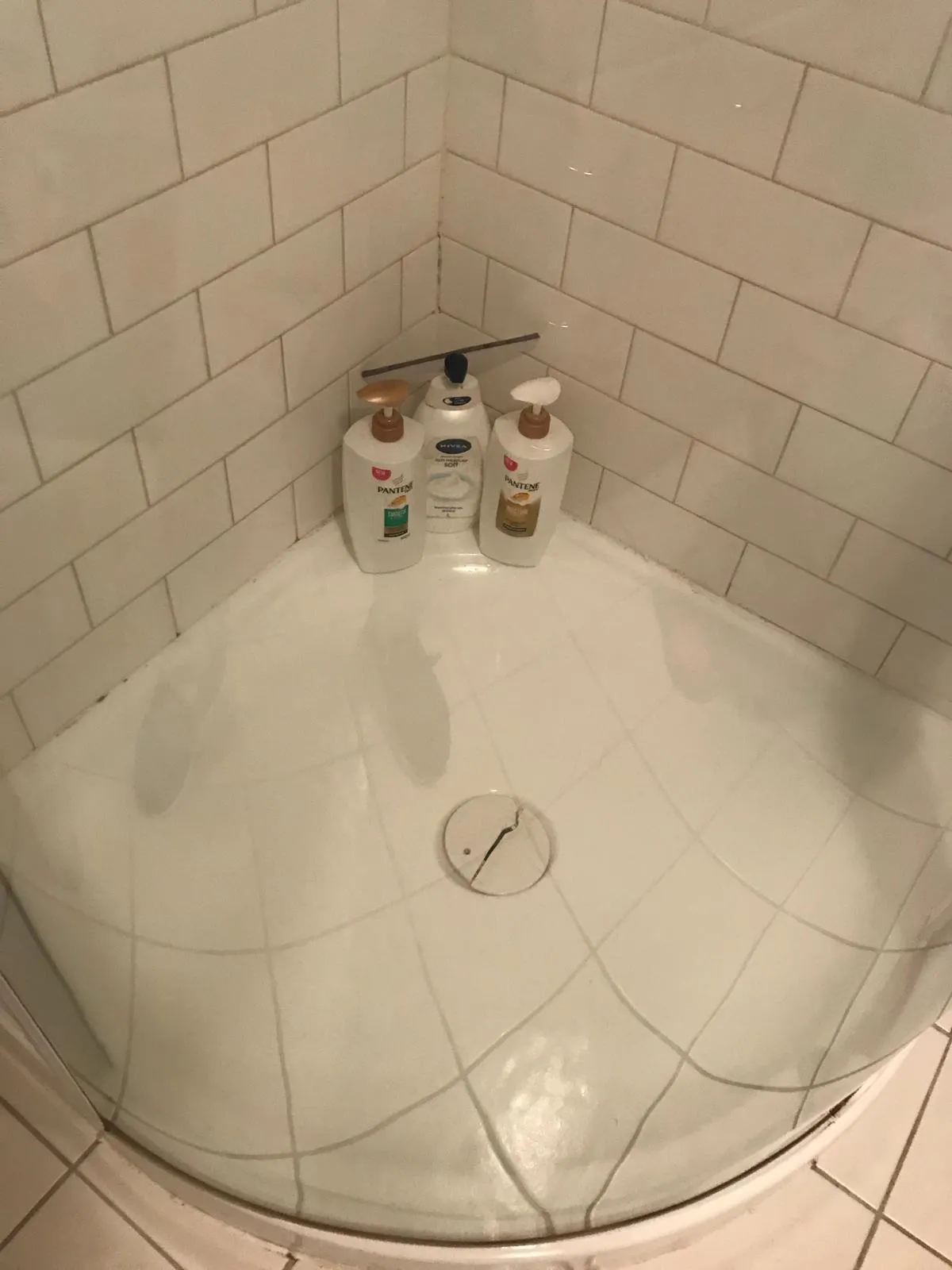 Shower corner floor after cleaning