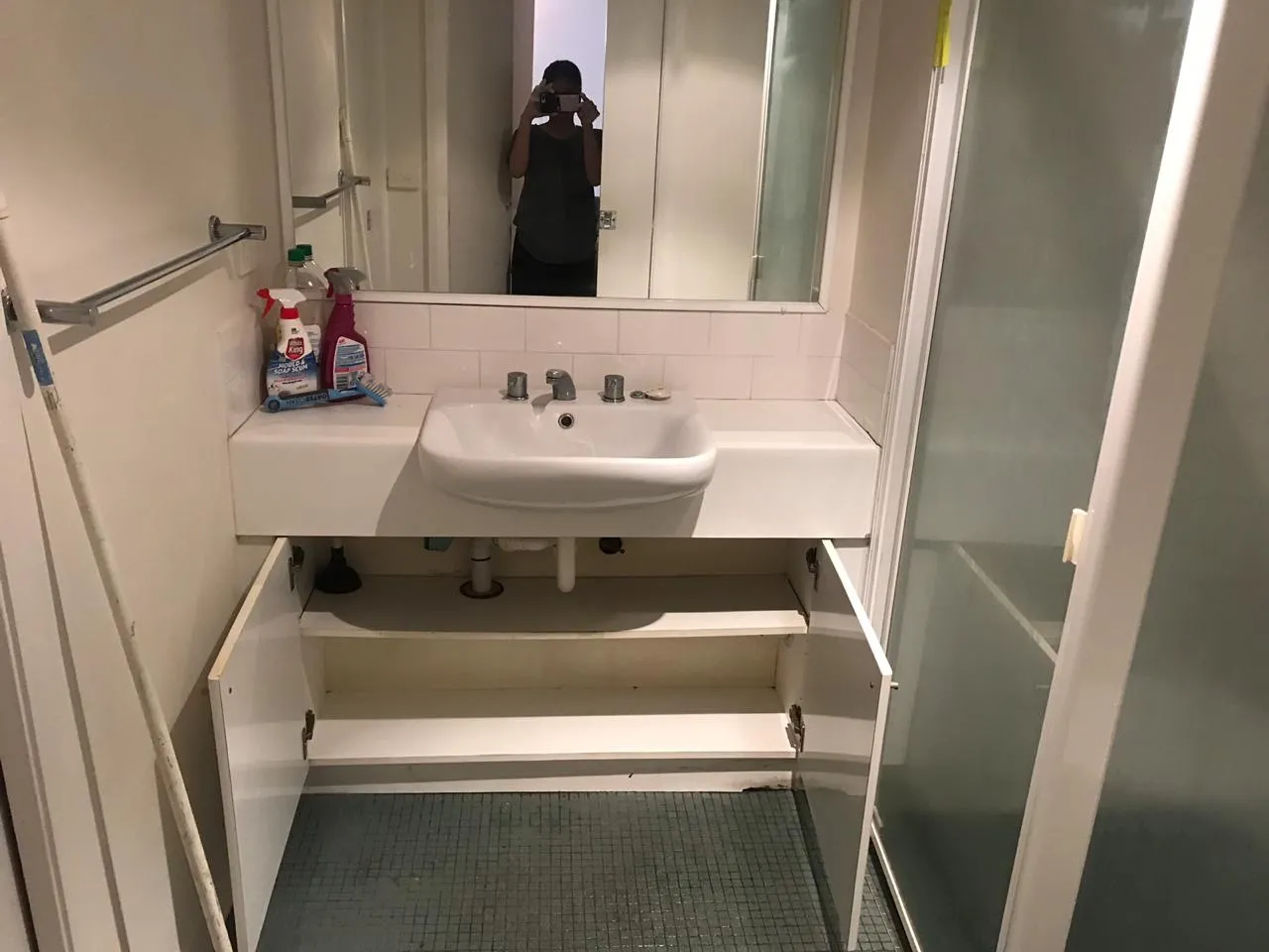 Bathroom vanity after cleaning