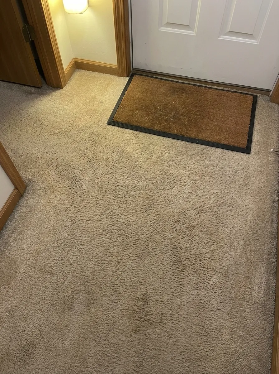 Carpet with ground-in dirt removed and fibres restored after cleaning
