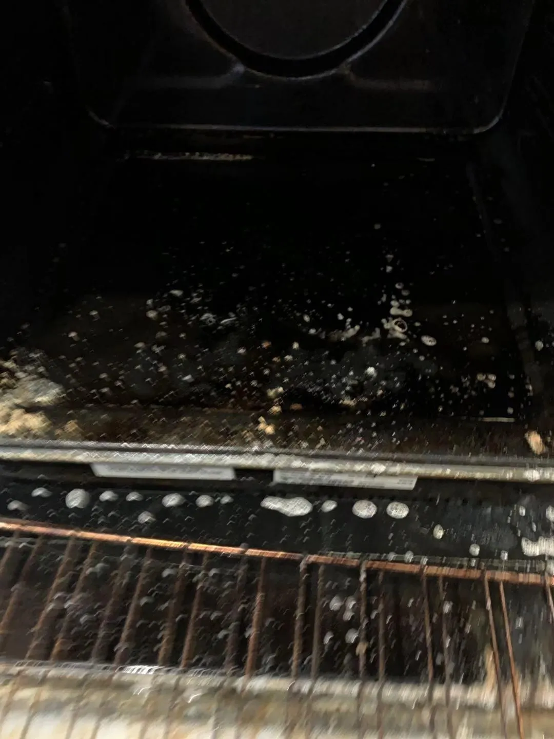 Oven cavity before cleaning