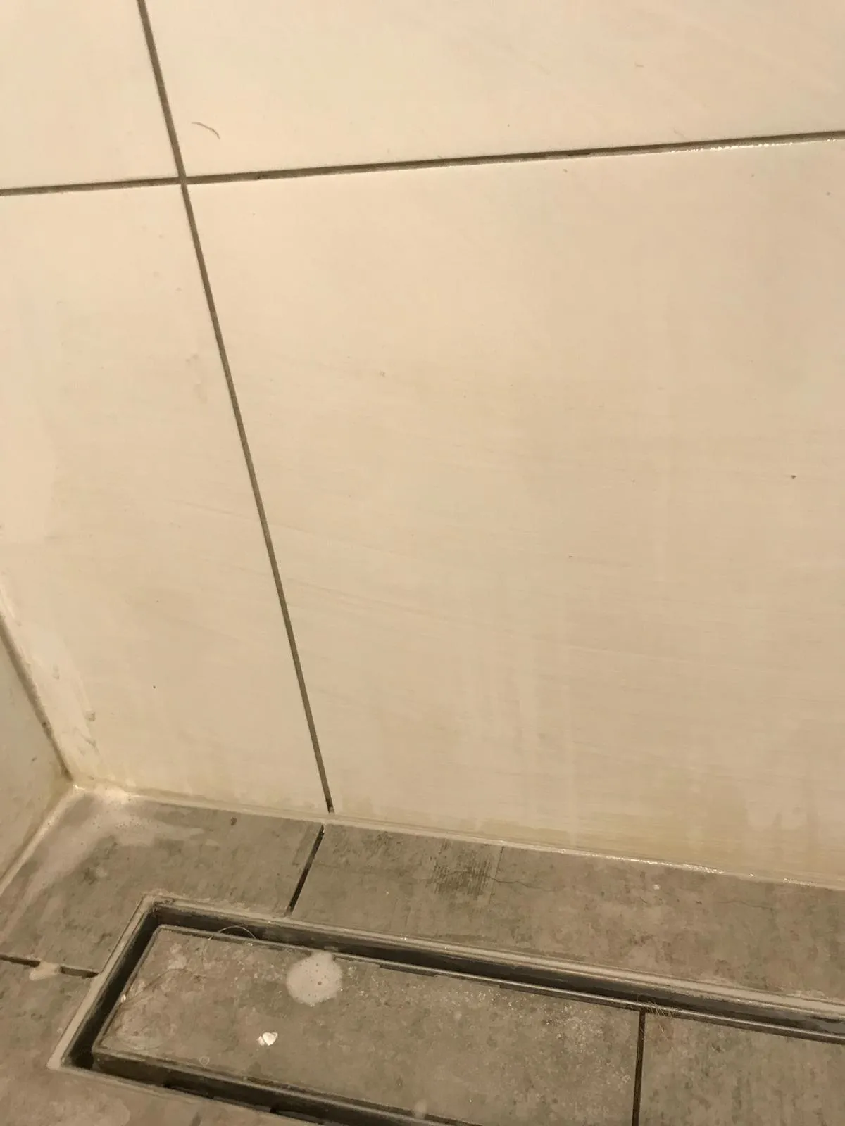 Shower linear drain before cleaning