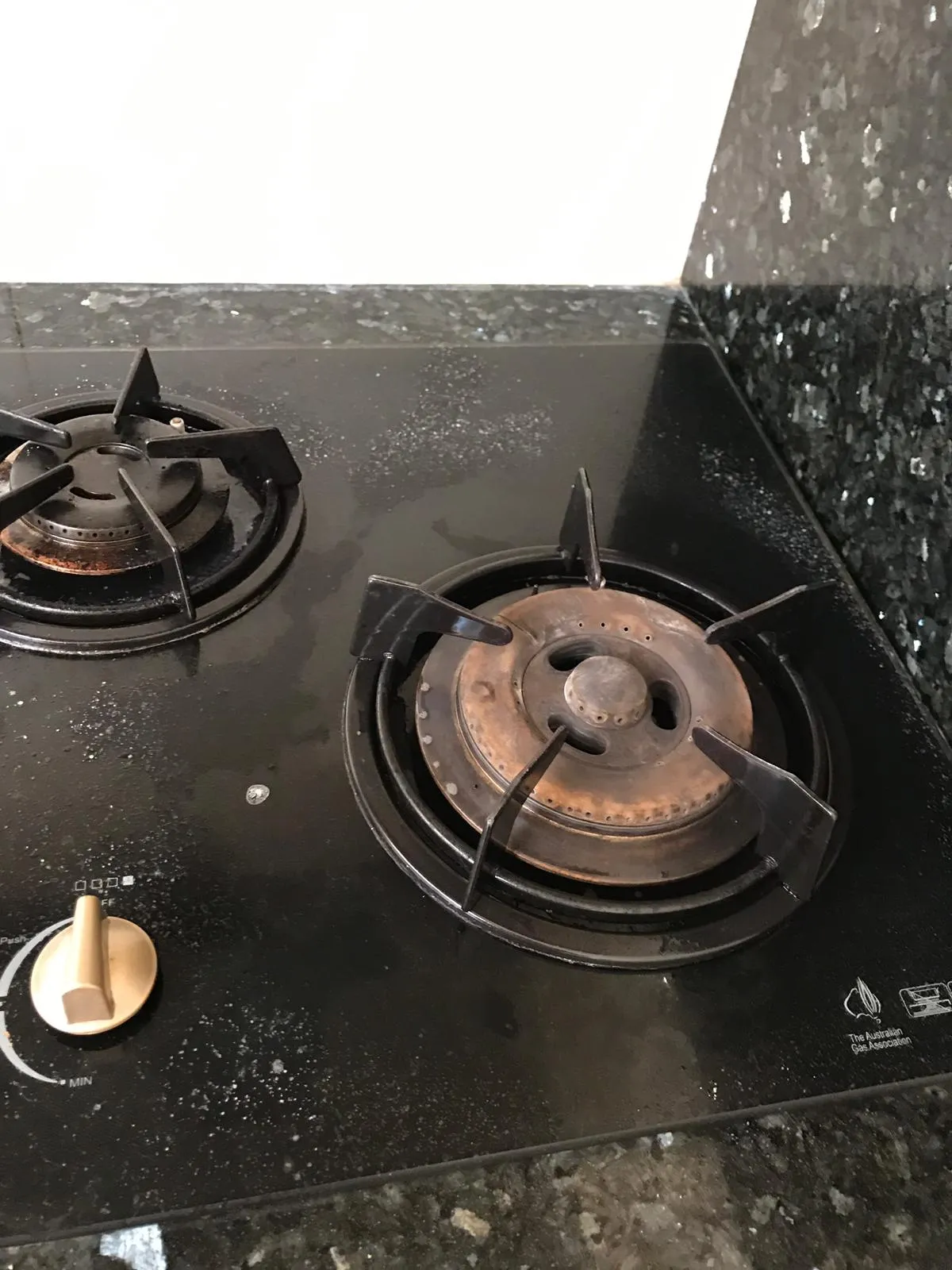 Gas cooktop 4 burner before cleaning