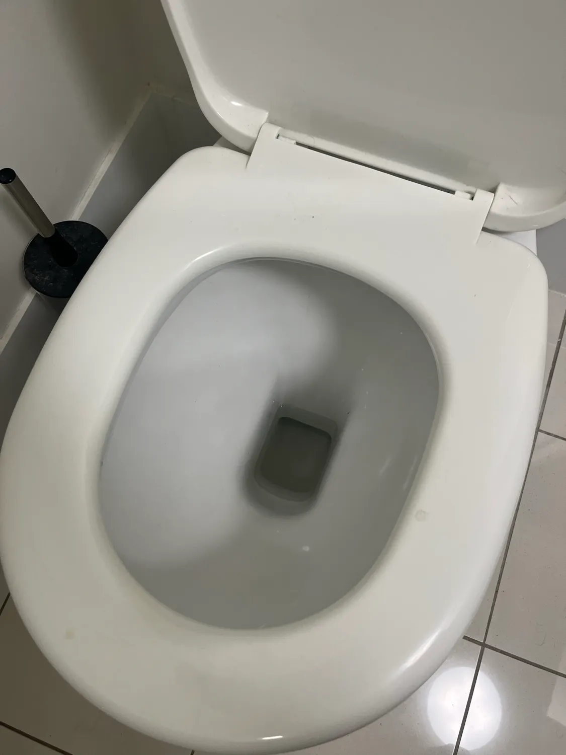 Toilet area near brush holder before cleaning