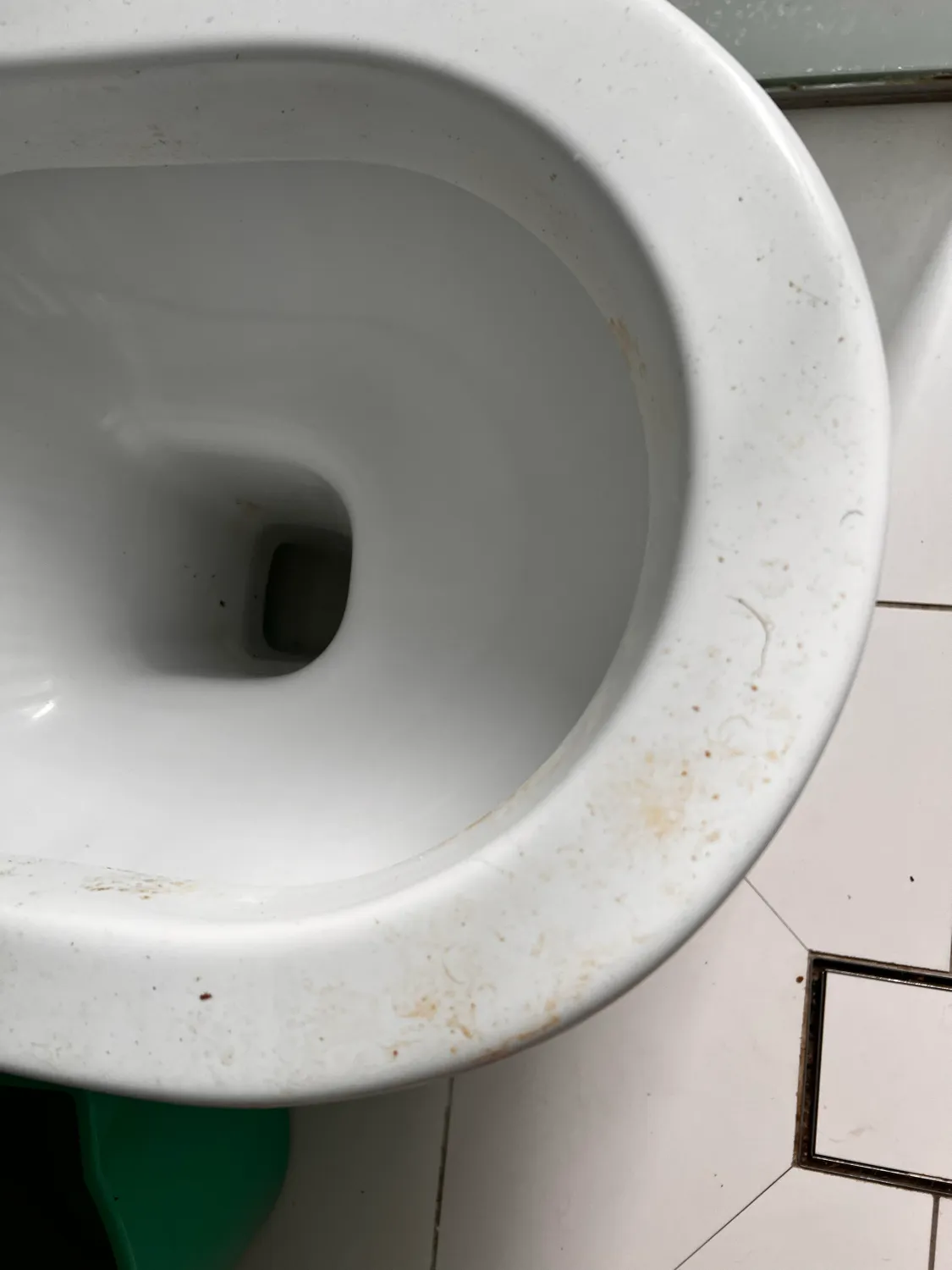 Toilet bowl with staining before cleaning