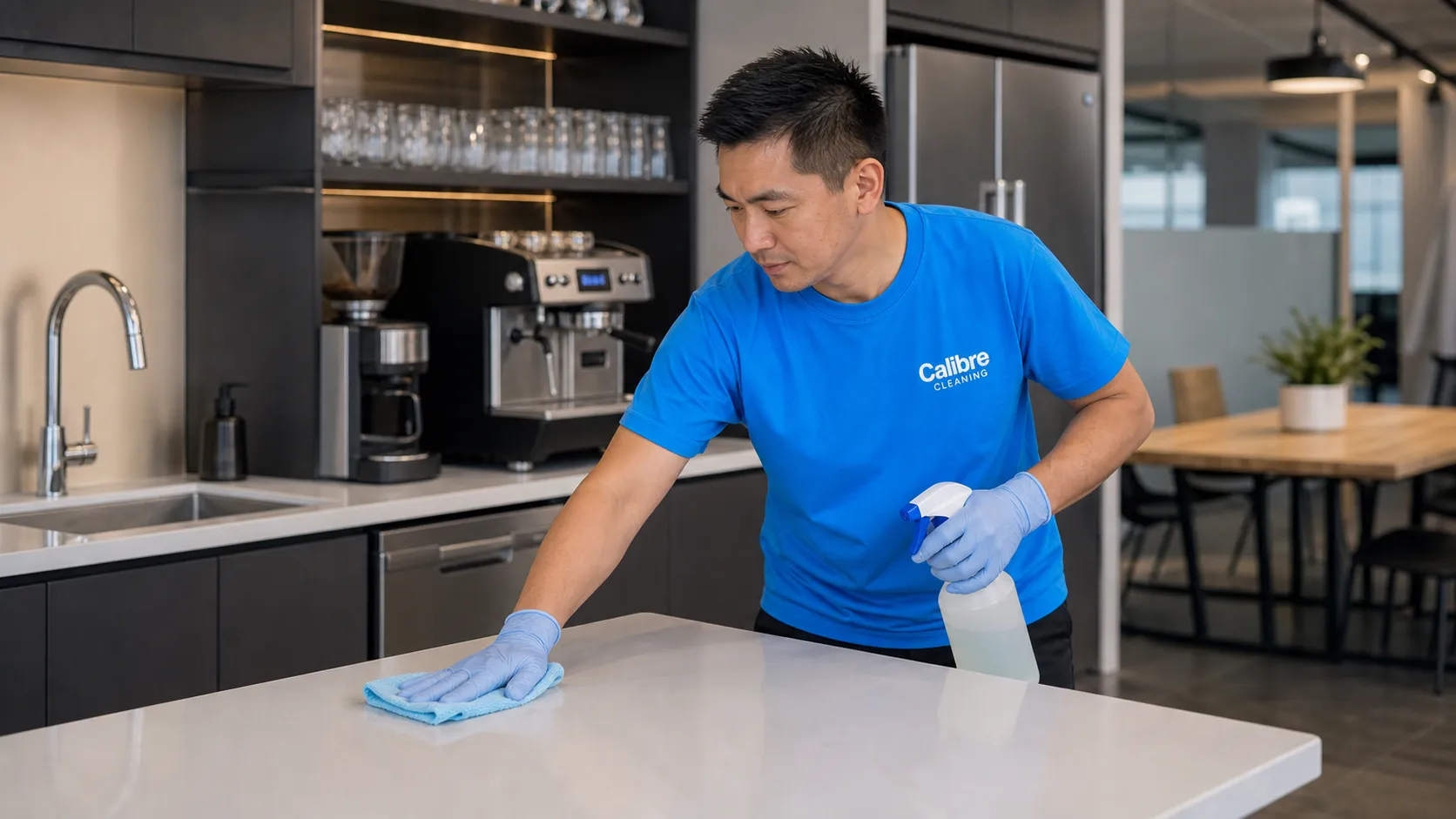 Commercial cleaning team delivering spotless results