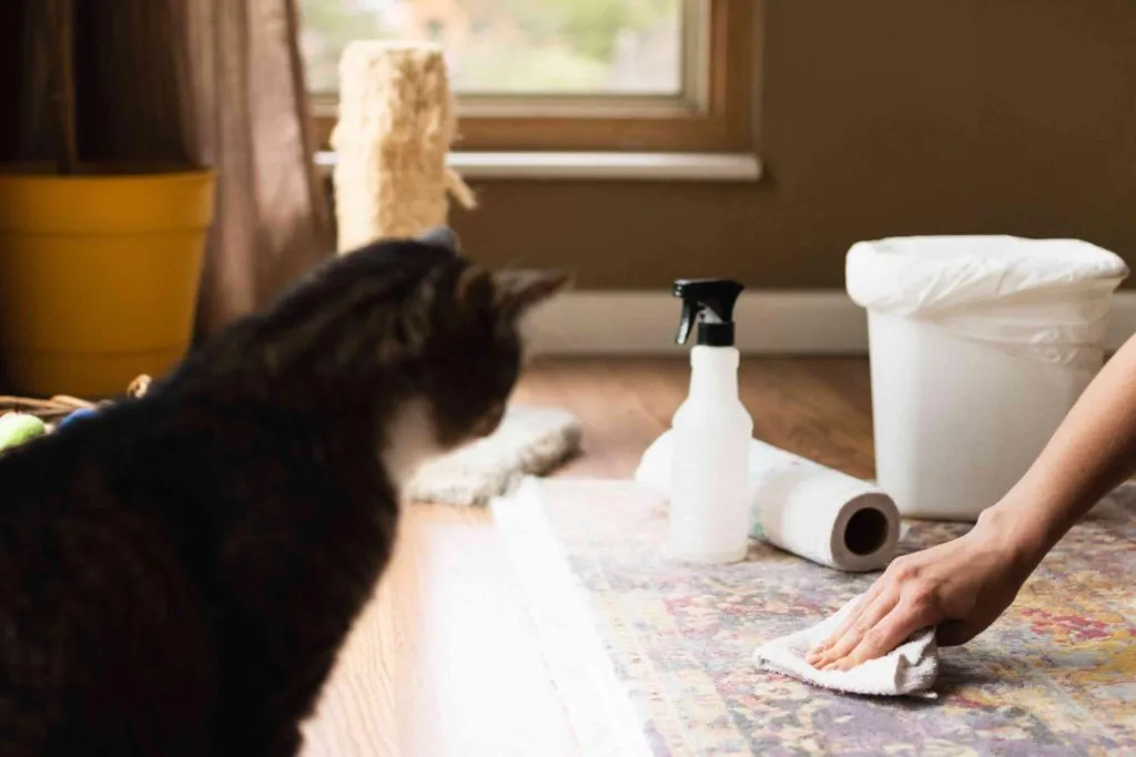 Wiping cat mess