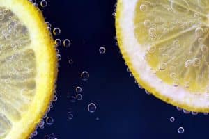 Two slices of lemon in water