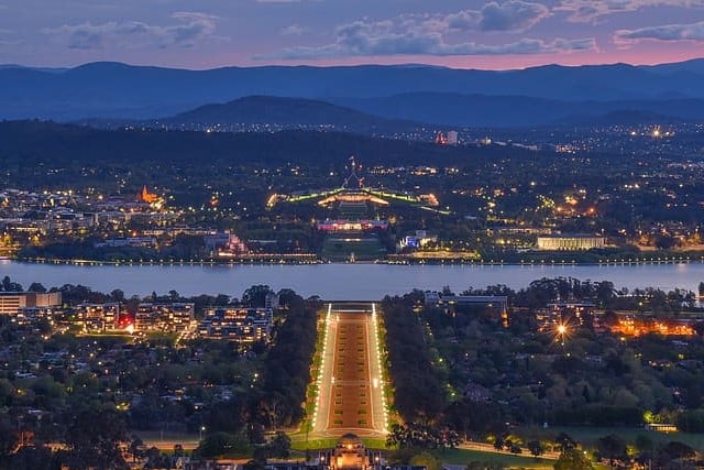 Canberra city skyline at night